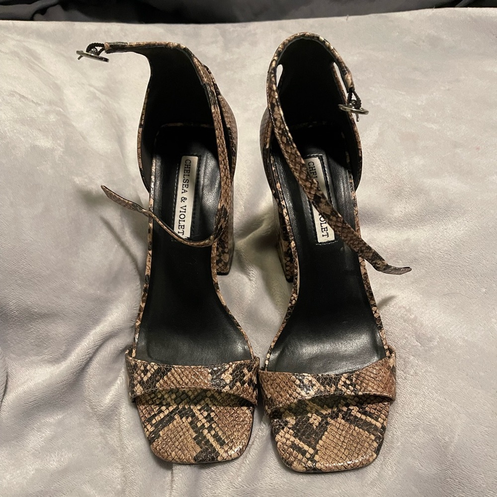 Chelsea and Violet Snakeskin Block
Heels